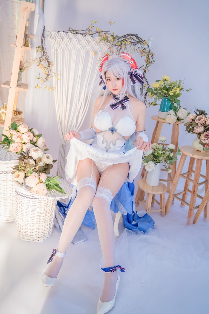 人气动漫Coser@猫九酱sakura 碧蓝誓约 洁白婚沙COS [95P/170MB]插图2