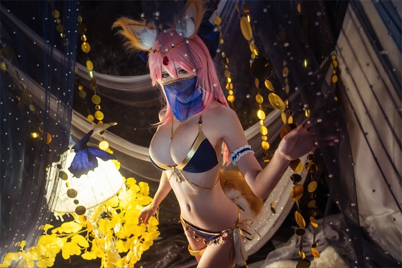 人气动漫Coser@爱老师_PhD Fate 玉藻前 舞娘兽耳泳装 [19P/176MB]插图1