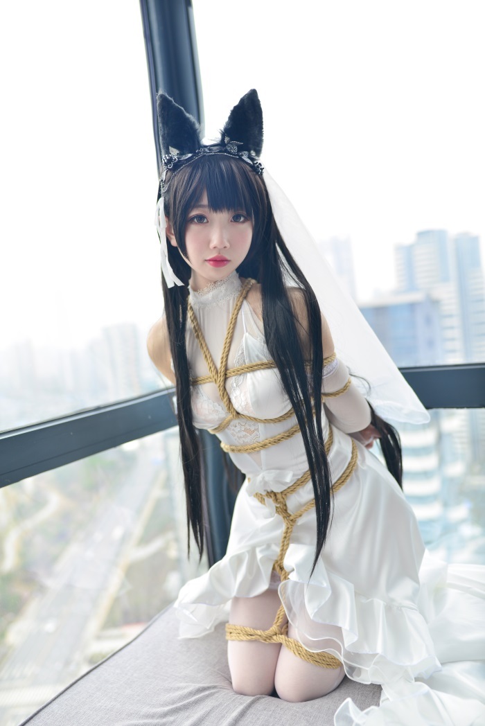 网荭Coser@雪琪-爱宕婚纱 白丝 兽耳 [38P/366MB]插图1