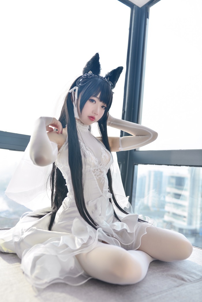 网荭Coser@雪琪-爱宕婚纱 白丝 兽耳 [38P/366MB]插图
