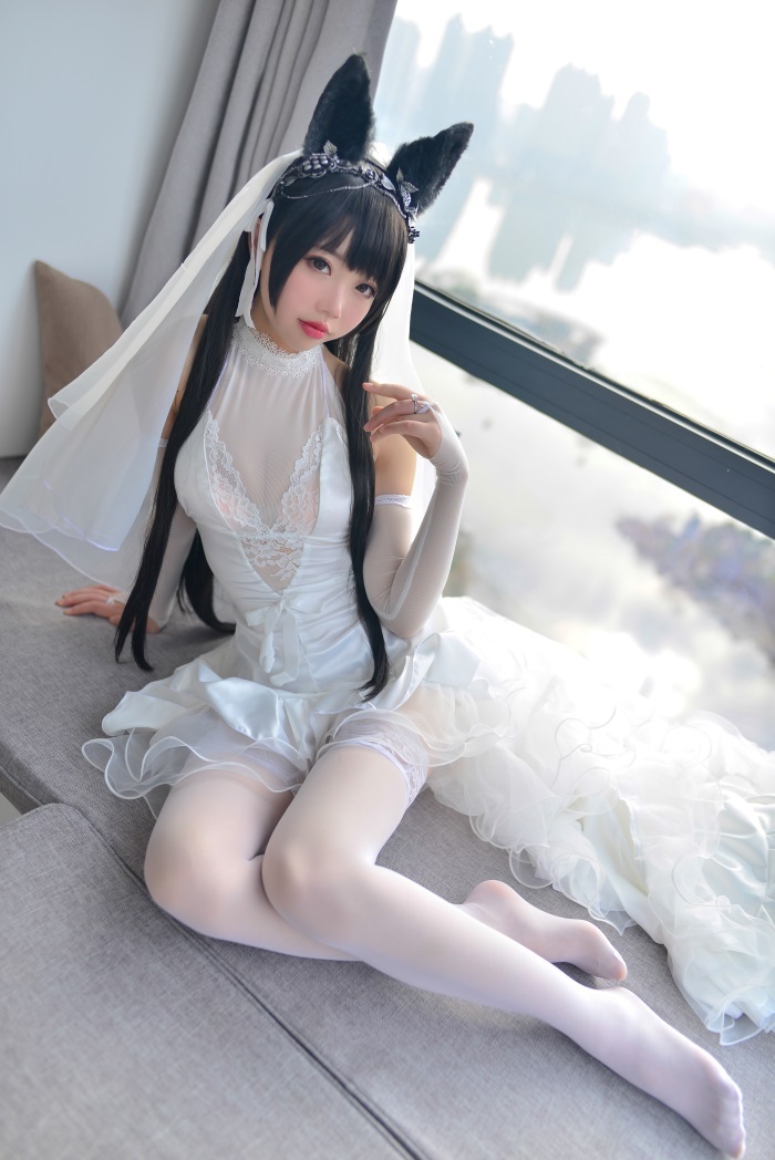 网荭Coser@雪琪-爱宕婚纱 白丝 兽耳 [38P/366MB]插图2